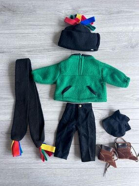 18” Doll Clothes For American Girl Doll - Green Fleece Winter Outfit W Hat Scarf